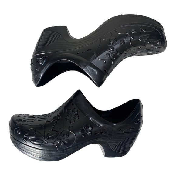 Dansko Pixie Black Floral Embossed Rubber Clogs Shoes Women's Size 37 - Picture 8 of 14